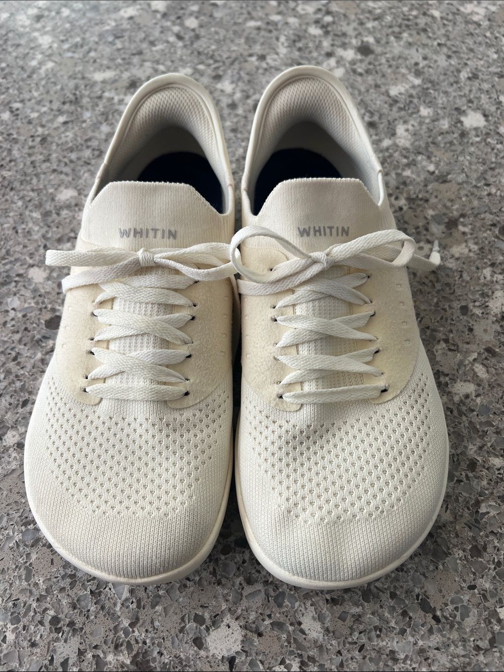 WHITIN Knit Lace-Up Sneakers in Cream, Womens 10